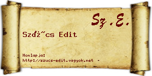 Szűcs Edit névjegykártya